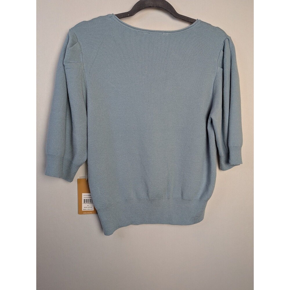 Cyrus Women's Size M Blue Puff Sleeve Sweater Cropped Short New NWT - Picture 4 of 11